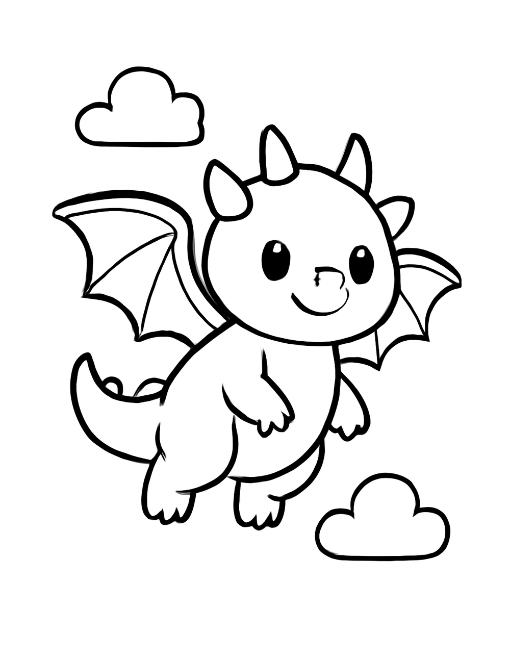 Free printable Dragon coloring page – big winged dragon