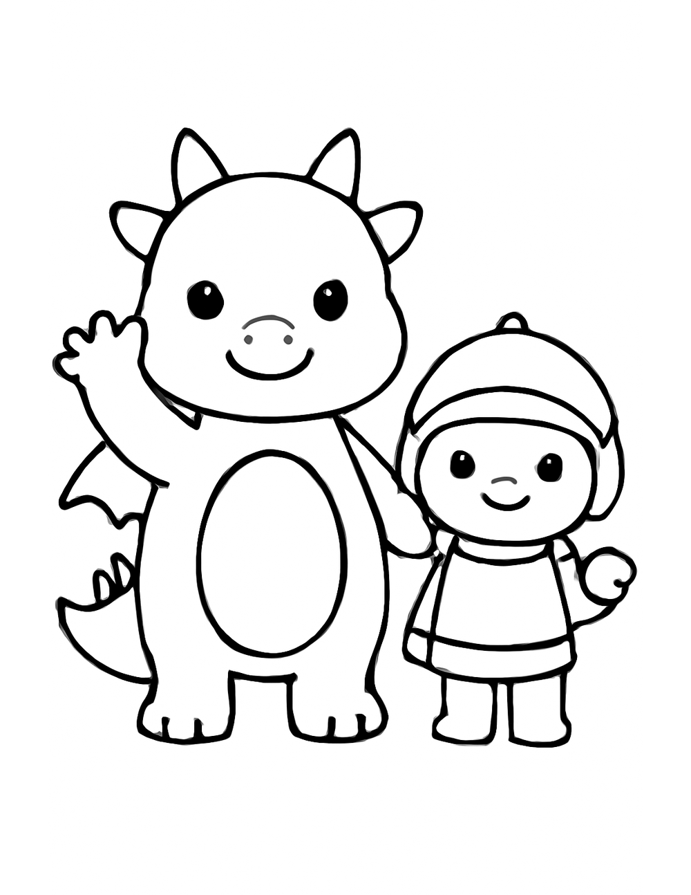 Free printable Dragon coloring page – dragon and knight