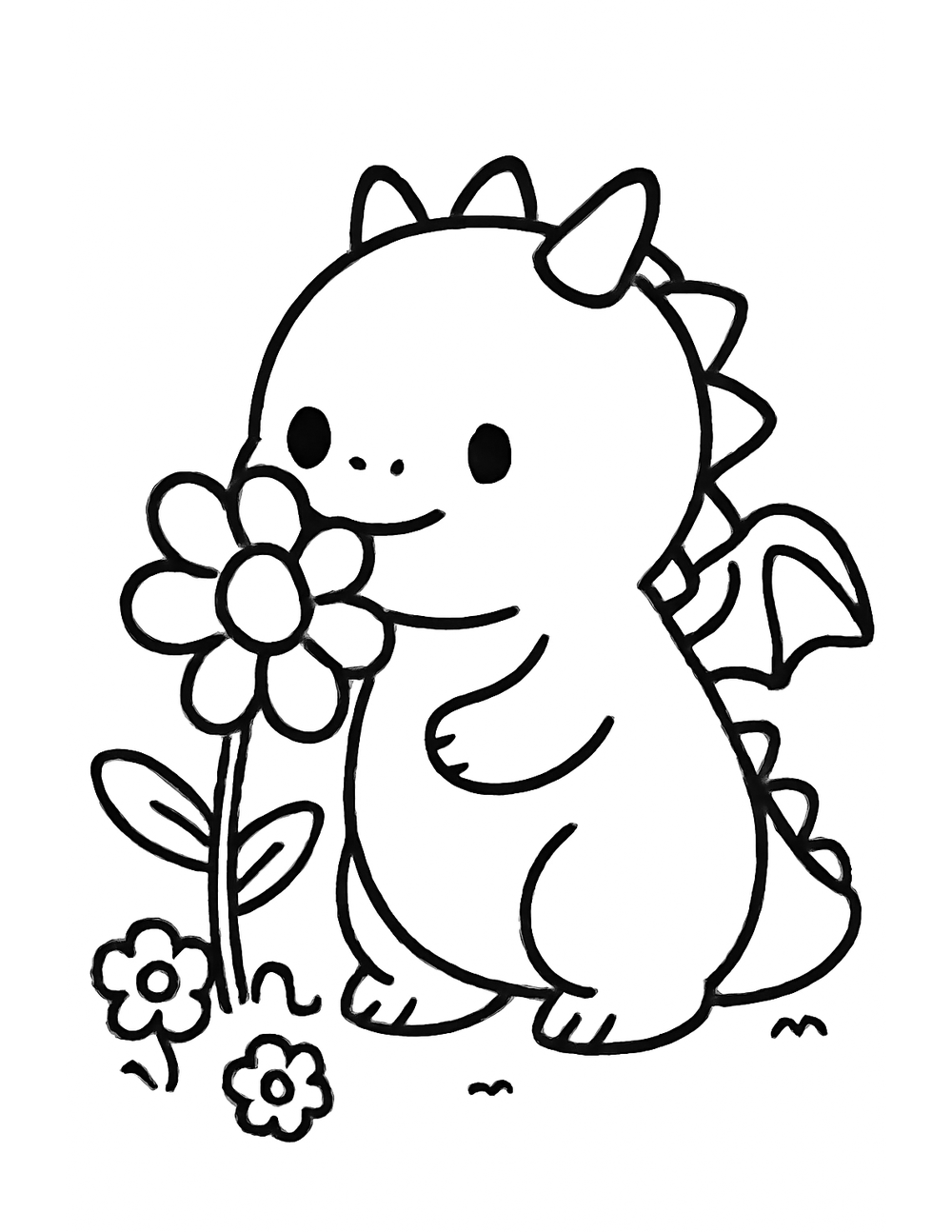 Free printable Dragon coloring page – garden dragon flowers