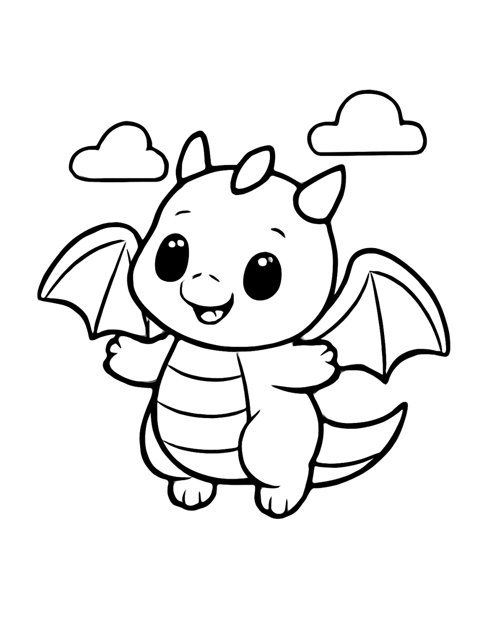 Free printable Dragon coloring page – happy flying dragon