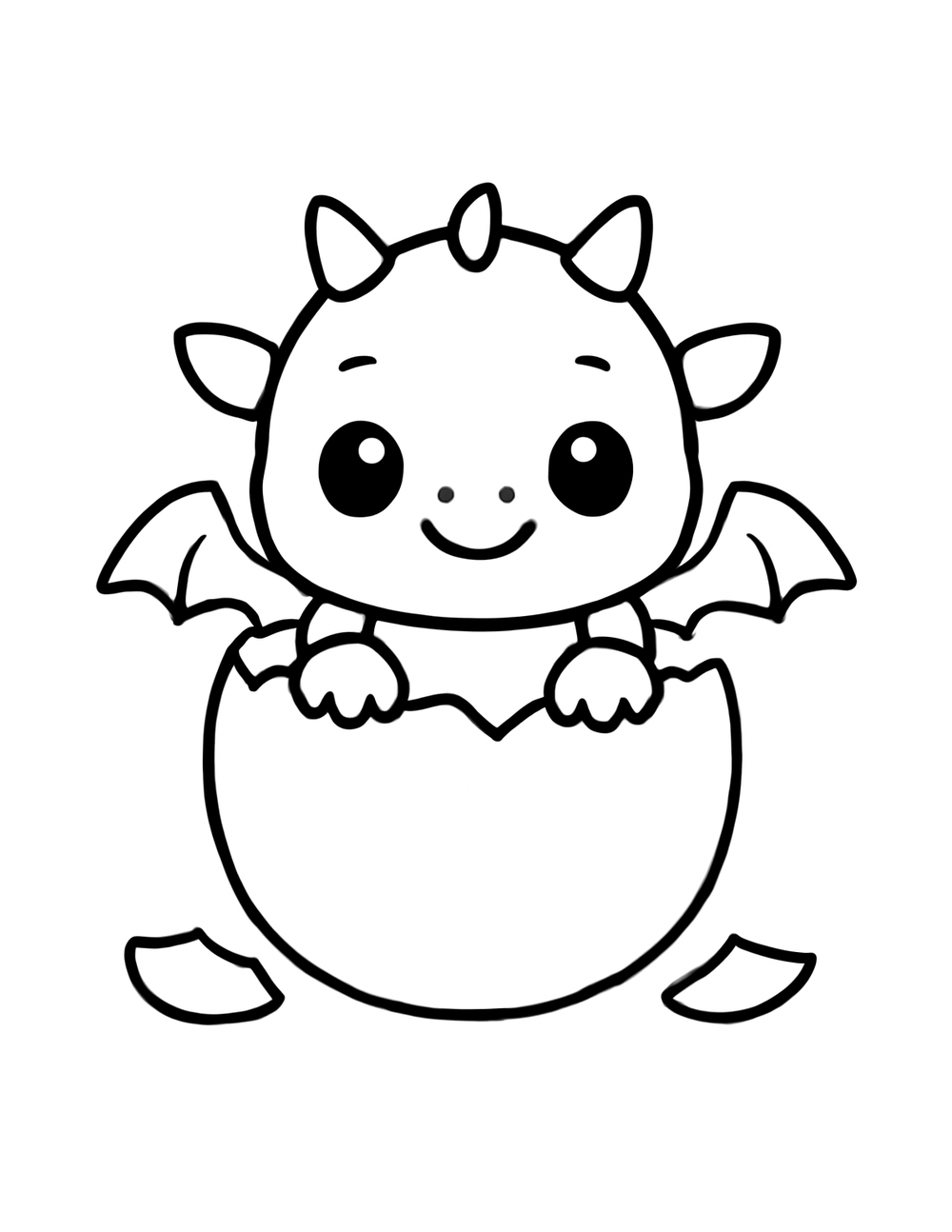 Free printable Easy Dragon coloring page – baby dragon hatching