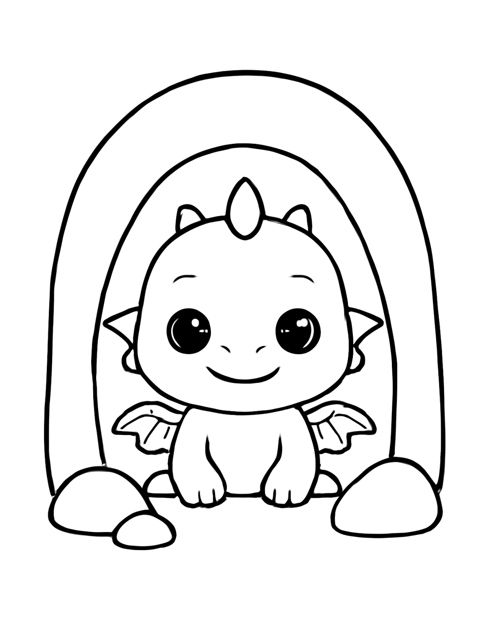Free printable Easy Dragon coloring page – baby dragon in