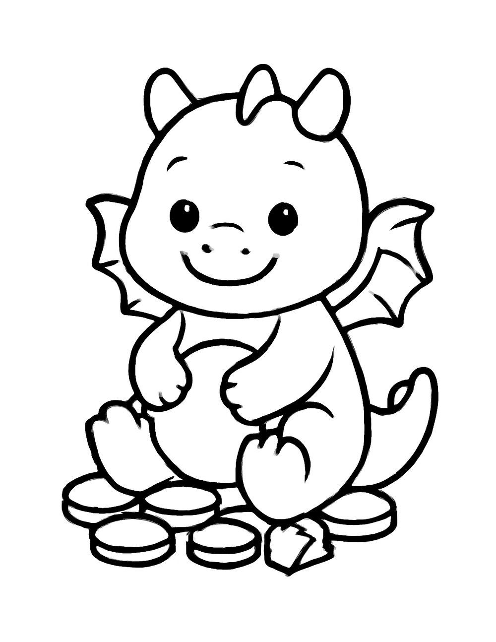 Free printable Easy Dragon coloring page – baby dragon on