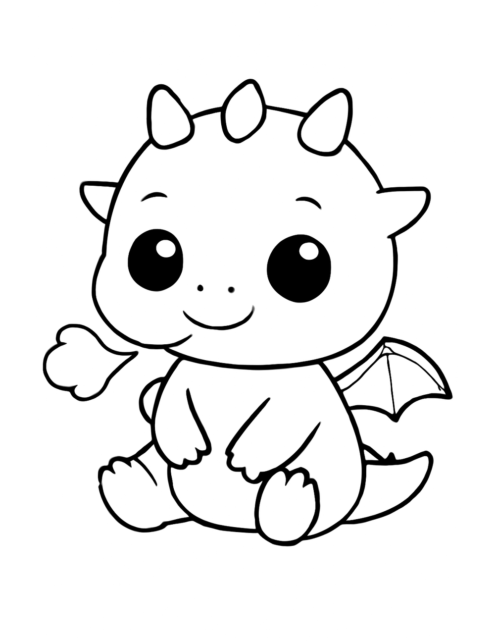 Free printable Easy Dragon coloring page – baby dragon tiny