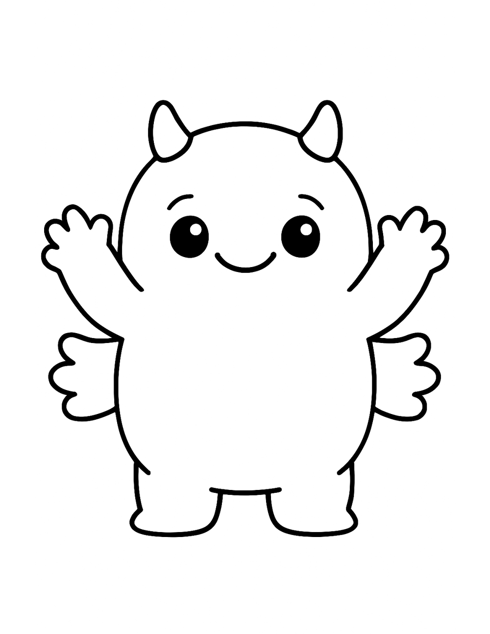 Free printable Easy Monster coloring page – many arms monster