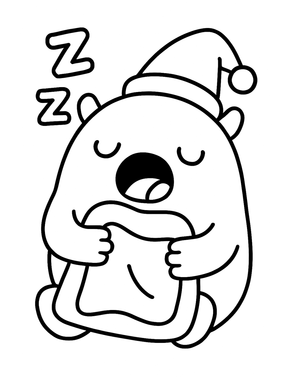 Free printable Easy Monster coloring page – monster bedtime yawn
