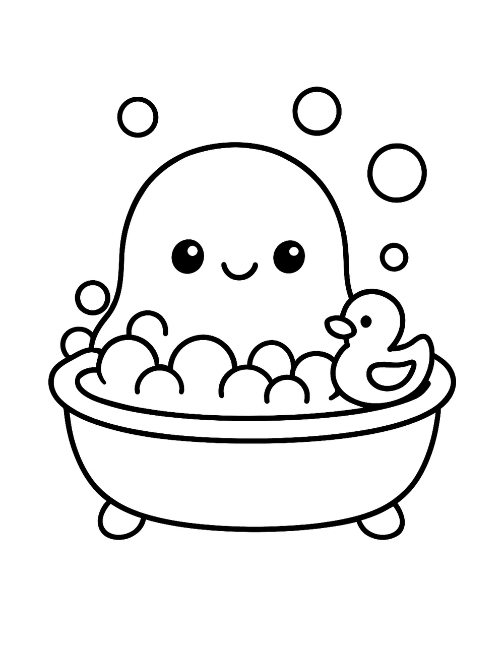 Free printable Easy Monster coloring page – monster bubble bath