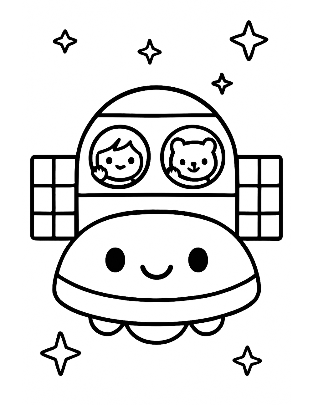 Free printable Easy Spaceship coloring page – big space station