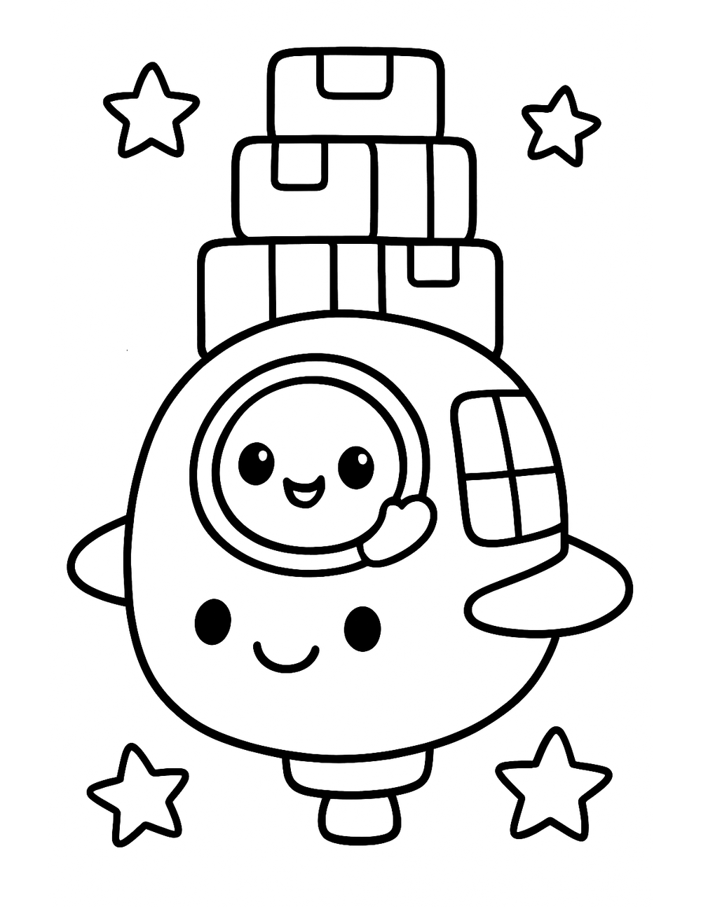 Free printable Easy Spaceship coloring page – cargo ship delivery