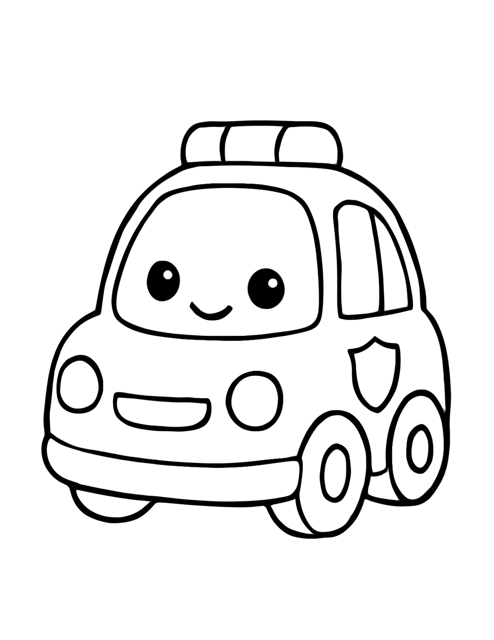 Free printable Emergency Vehicle coloring page – friendly police car