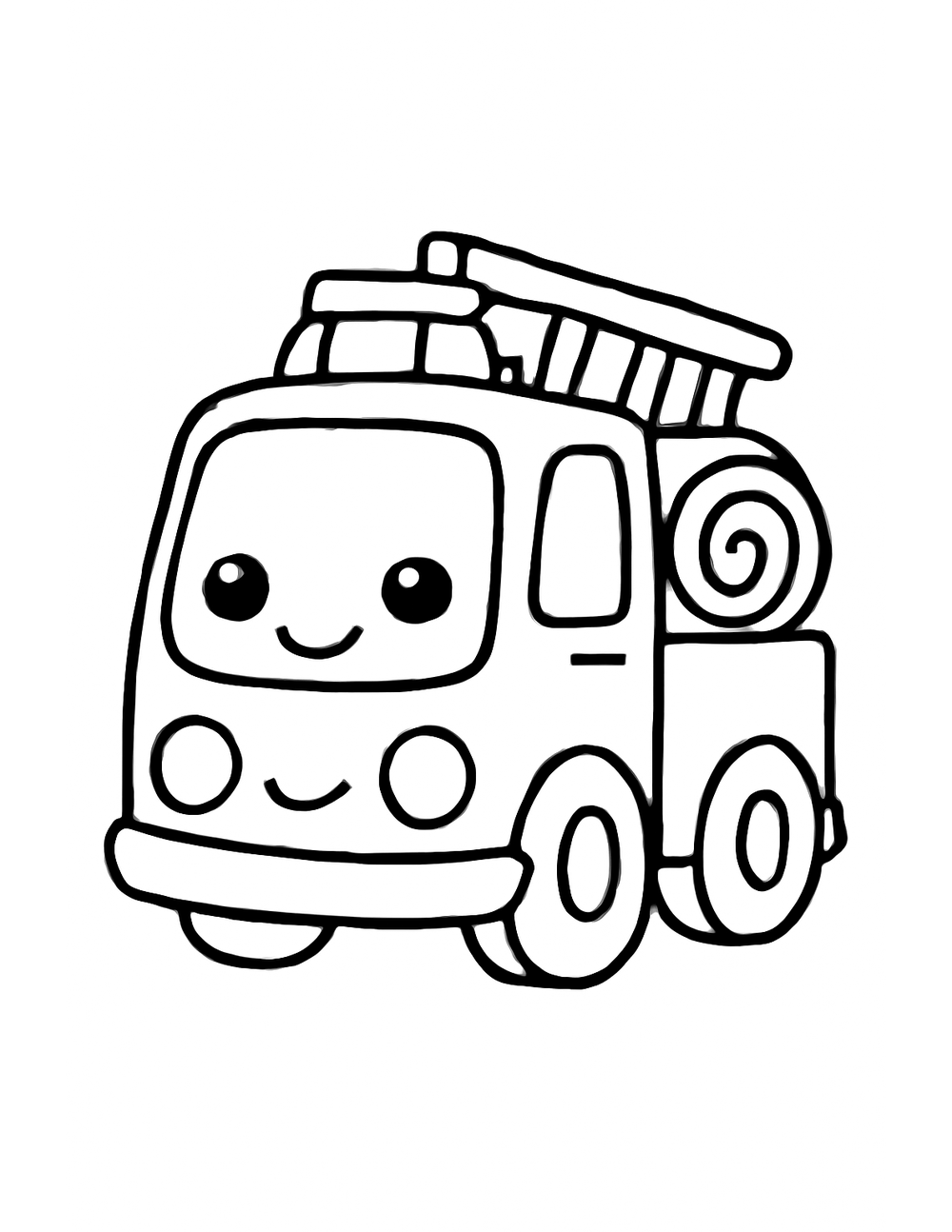 Free printable Emergency Vehicle coloring page – happy fire truck