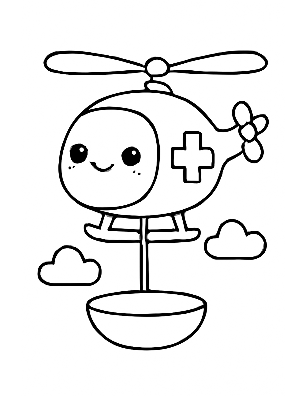 Free printable Emergency Vehicle coloring page – medical helicopter stretcher
