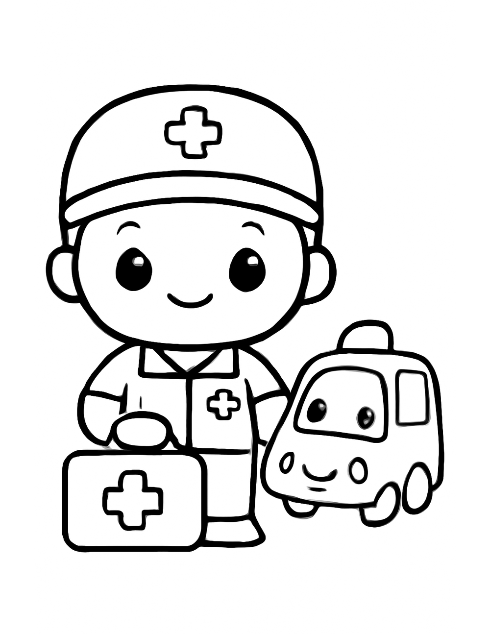 Free printable Emergency Vehicle coloring page – paramedic kid