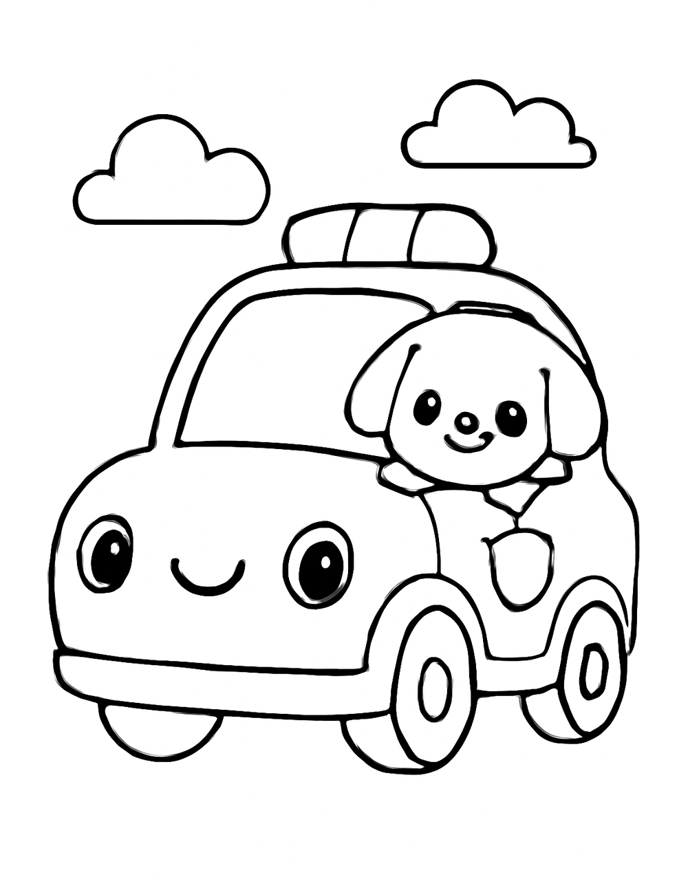 Free printable Emergency Vehicle coloring page – police car with