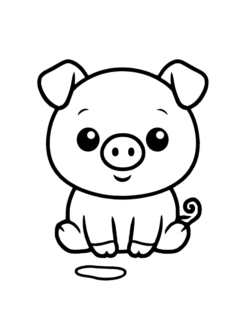 Free printable Farm Animal coloring page – cute piglet