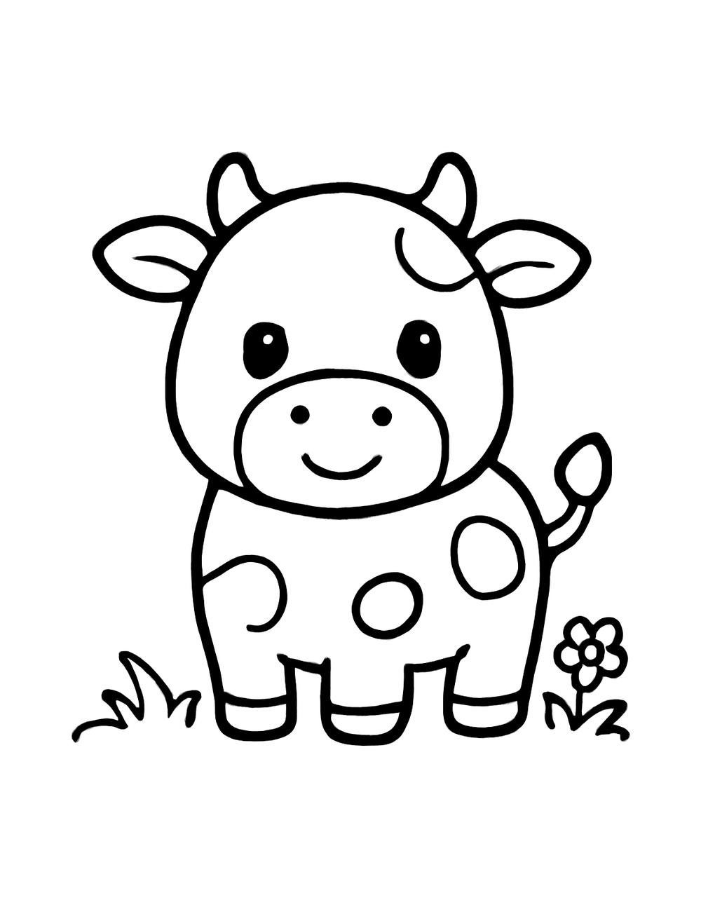 Free printable Farm Animal coloring page – happy cow