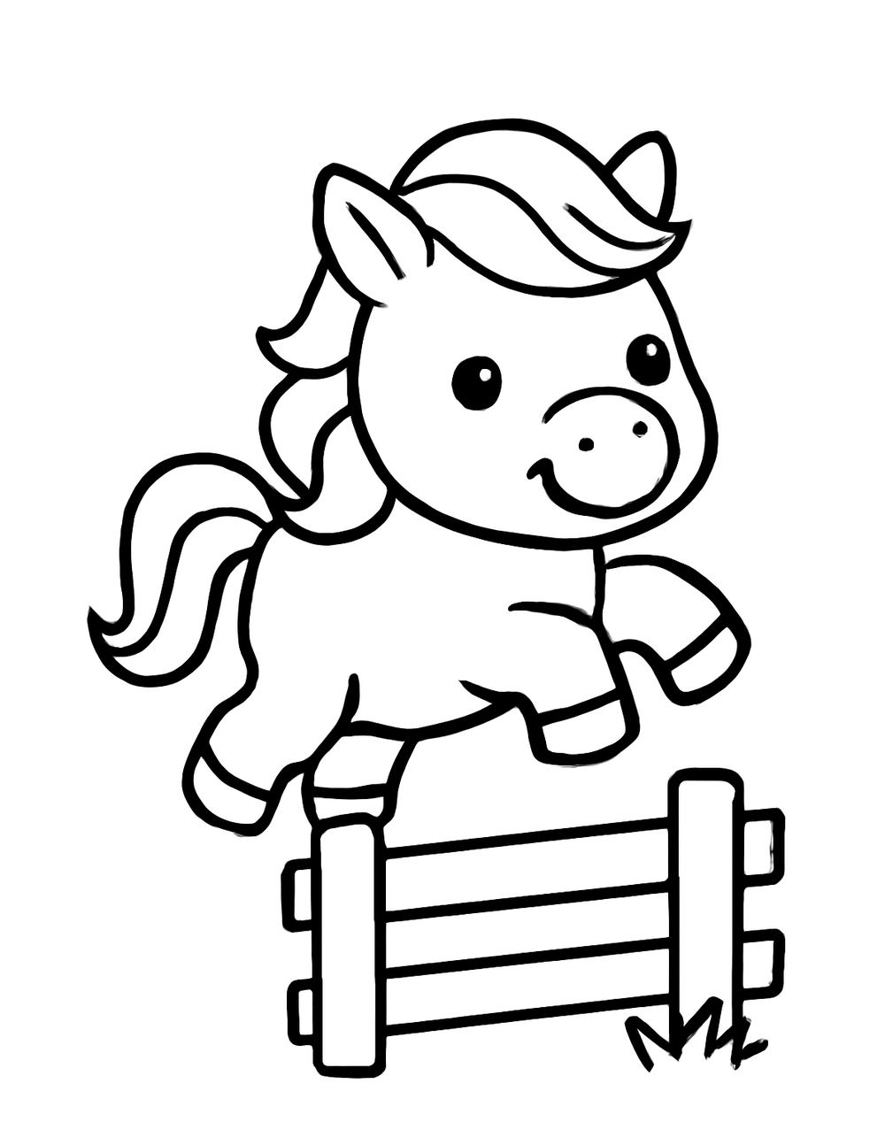 Free printable Farm Animal coloring page – horse jumping fence