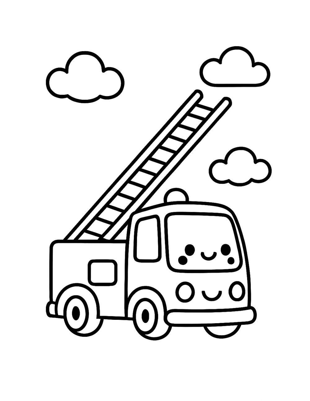 Free printable Fire Truck coloring page – ladder truck raising