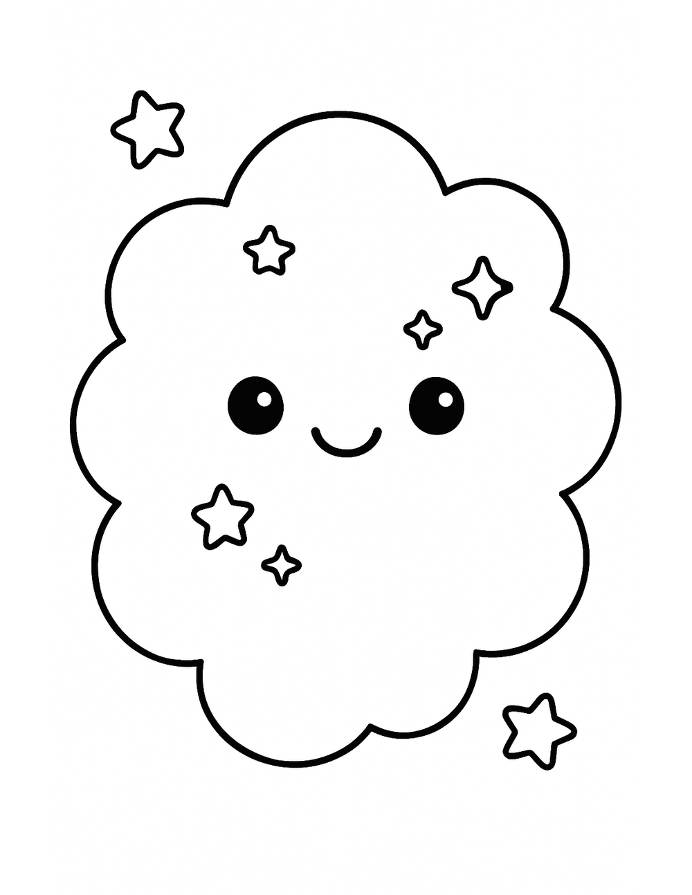 Free printable Galaxy coloring page – fluffy nebula cloud