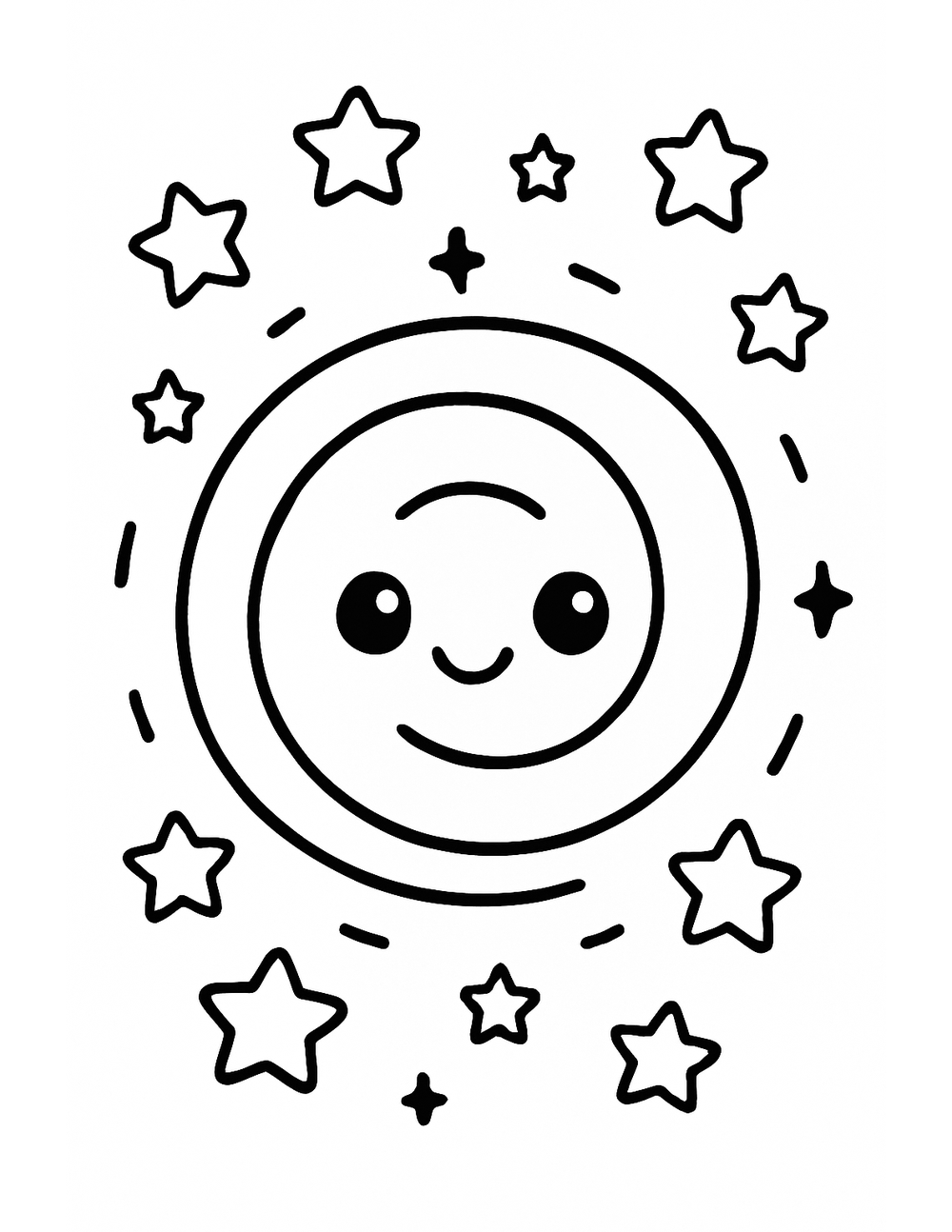 Free printable Galaxy coloring page – friendly little black