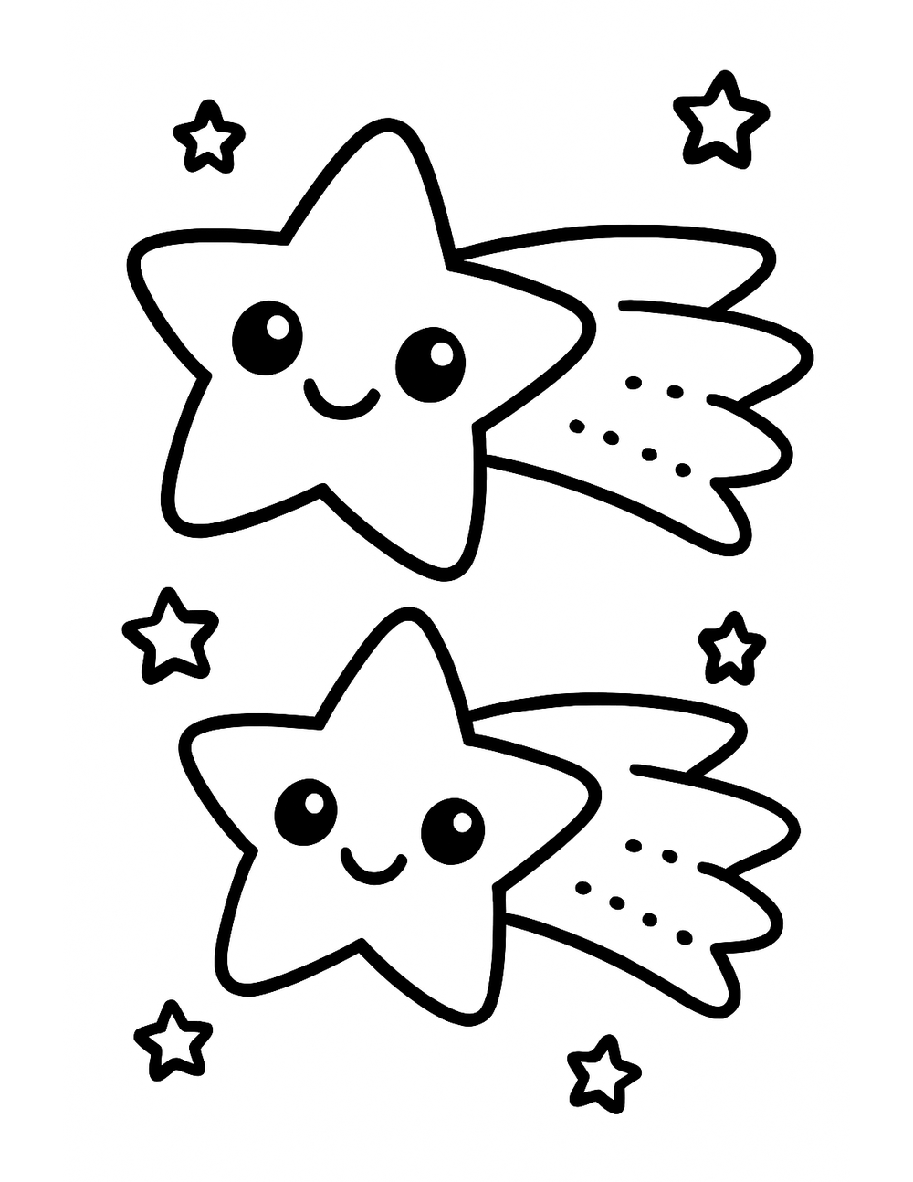 Free printable Galaxy coloring page – shooting stars wishes