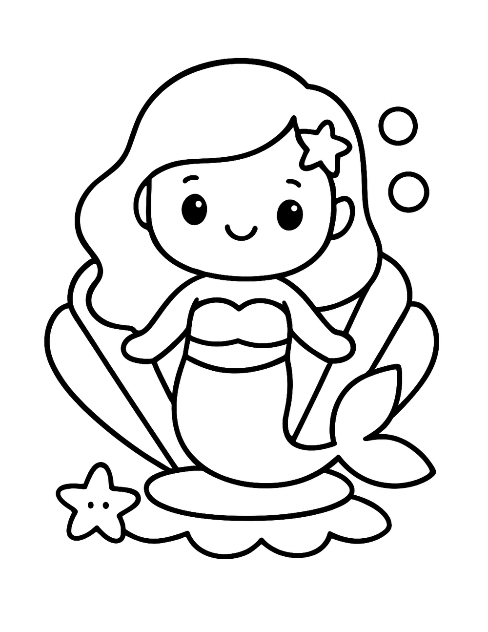Free printable Mermaid coloring page – mermaid in giant