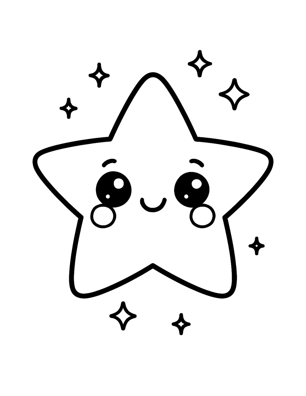 Free printable Moon and Star coloring page – happy twinkling star