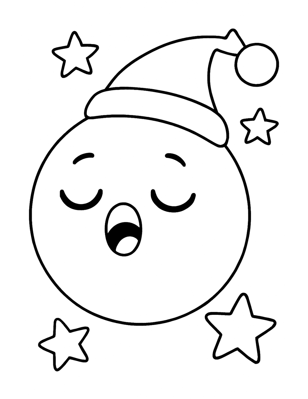 Free printable Moon and Star coloring page – sleepy full moon