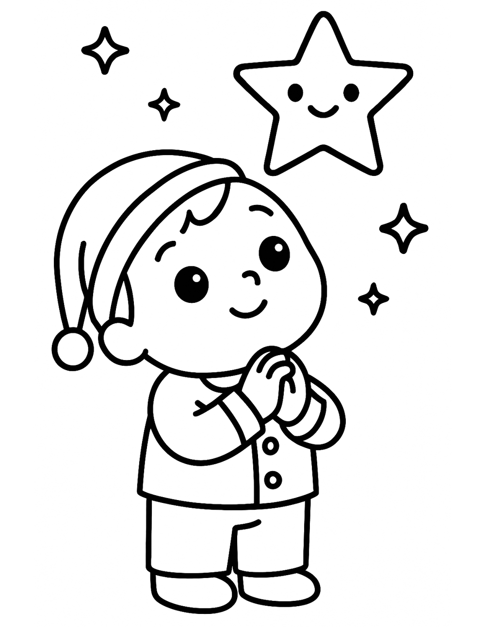 Free printable Moon and Star coloring page – wish upon a