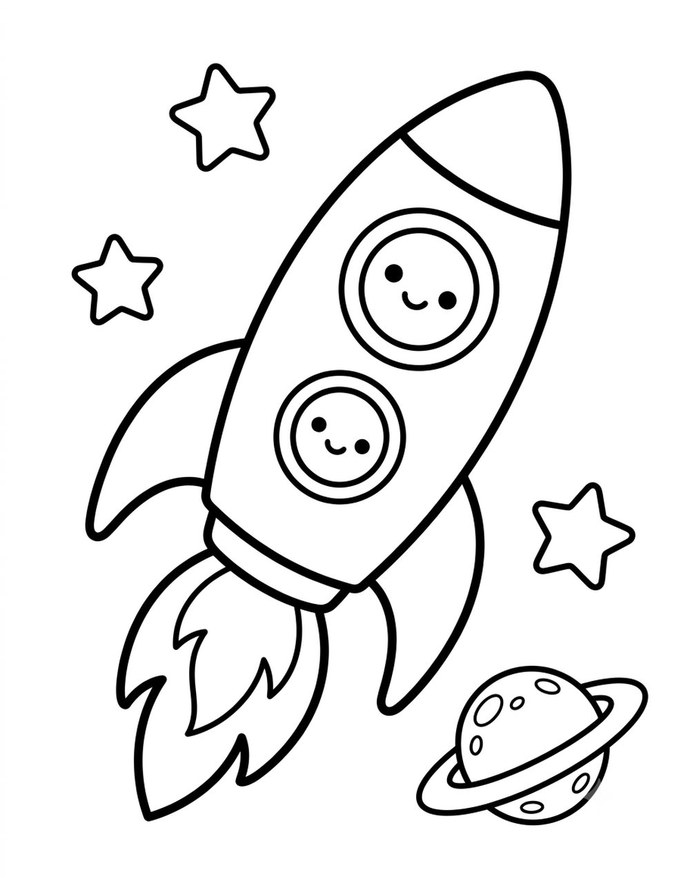 Free printable Outer Space coloring page – cohete despegando