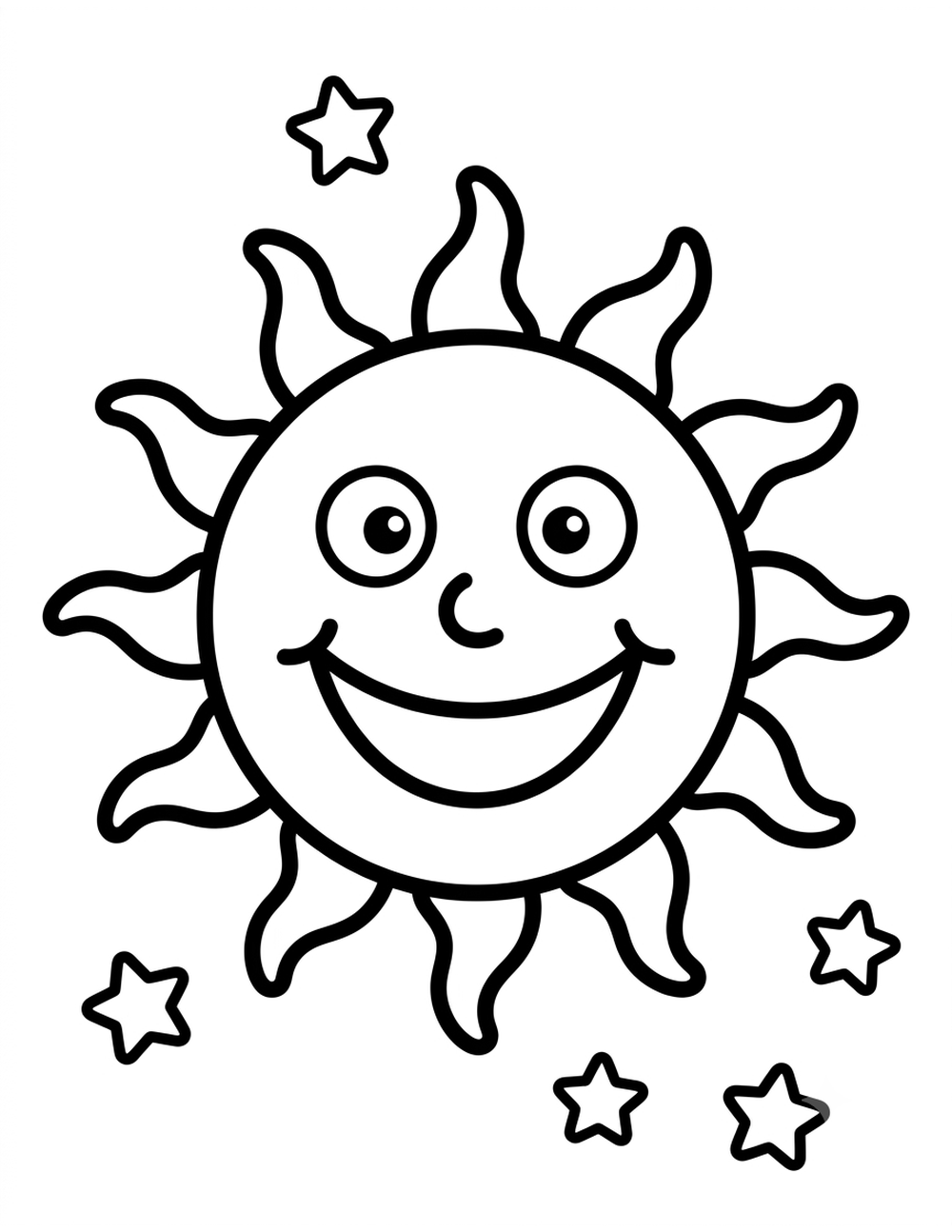 Free printable Outer Space coloring page – sol sonriente