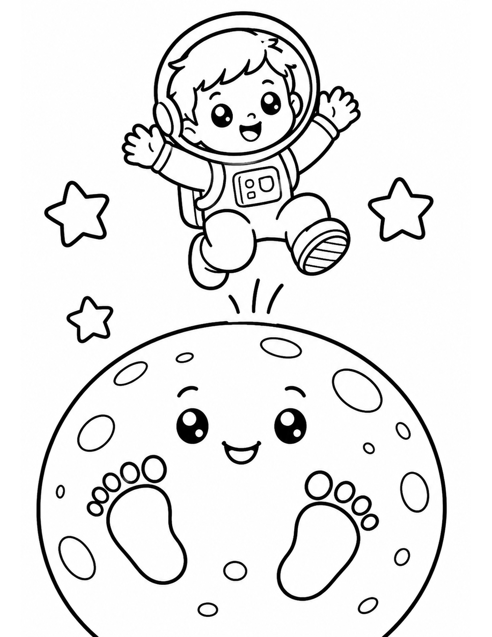 Free printable Planet coloring page – earth moon bounce