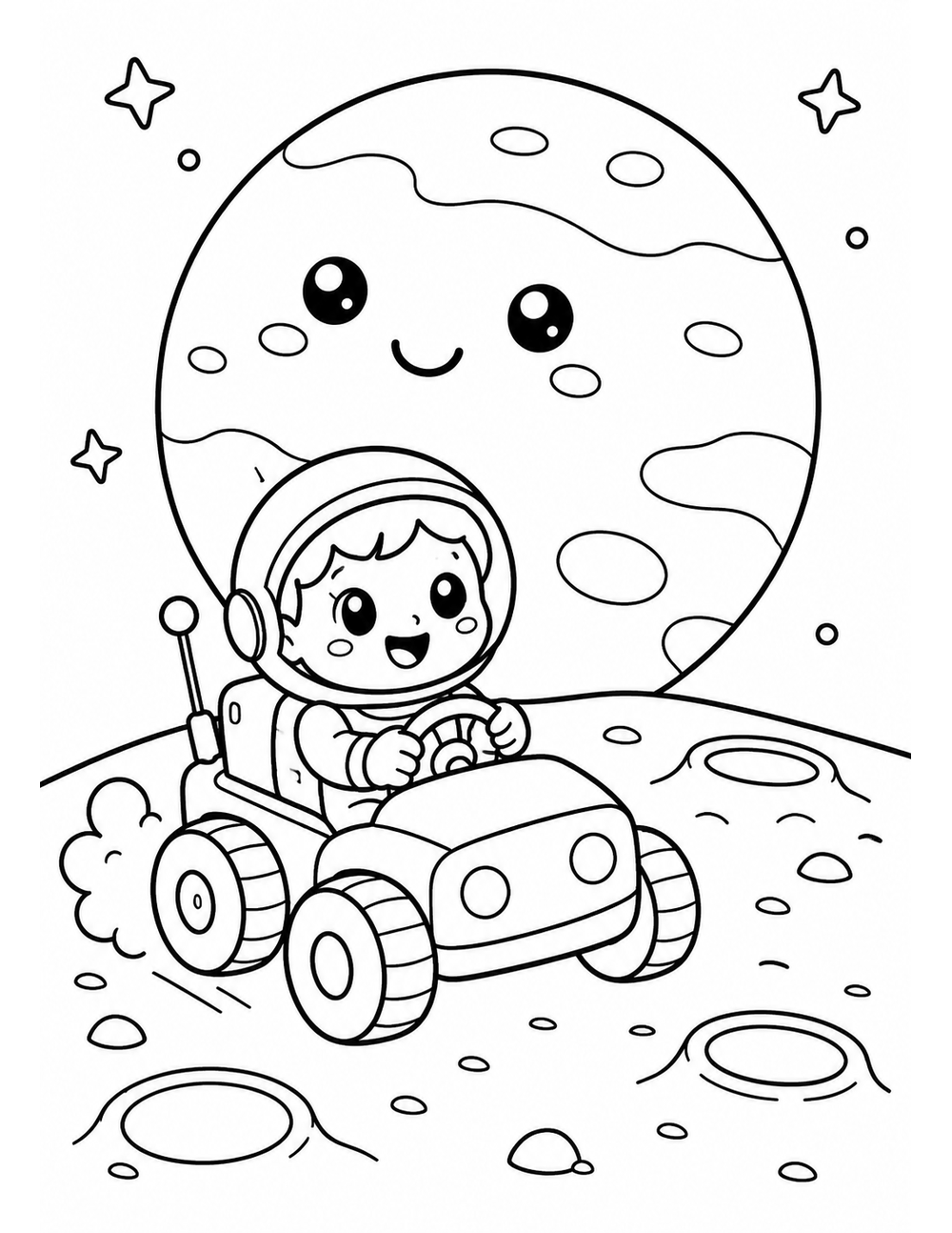 Free printable Planet coloring page – mars rover ride
