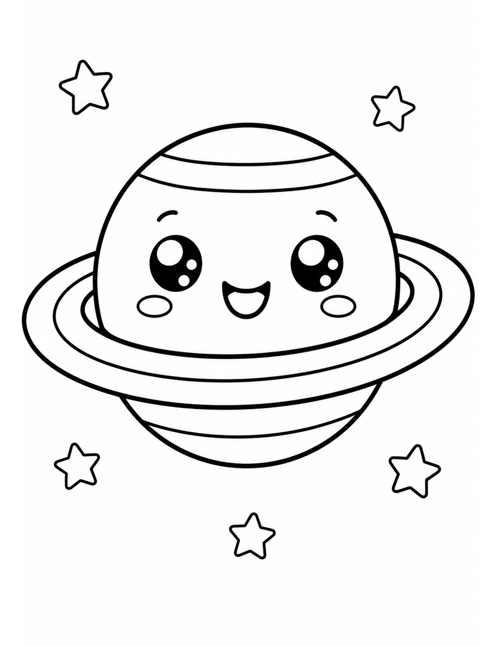 Free printable Planet coloring page – saturn showing rings