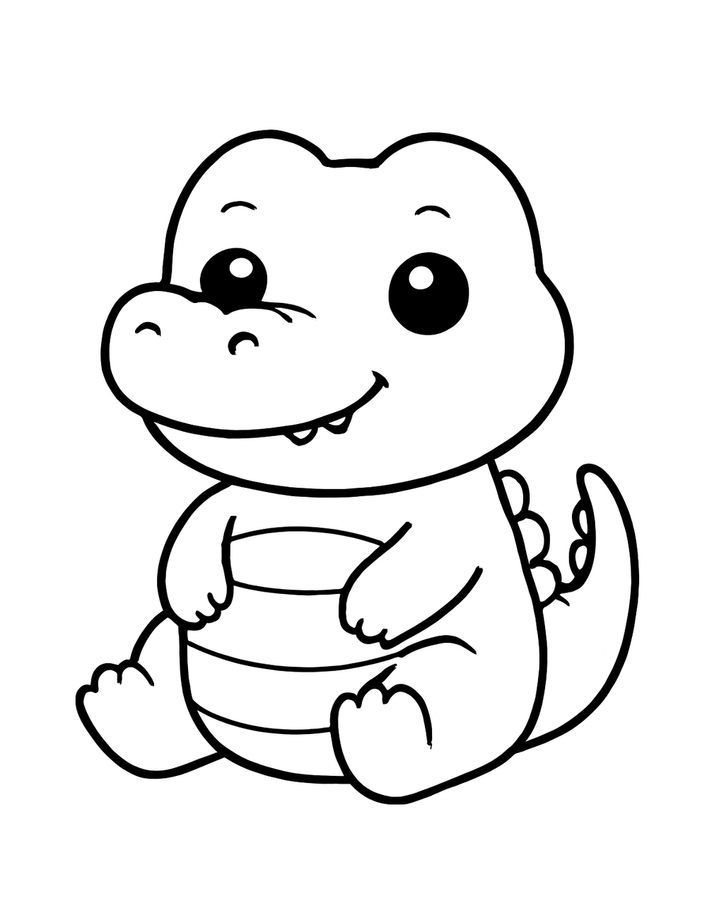 Free printable Reptile coloring page – baby crocodile smiling