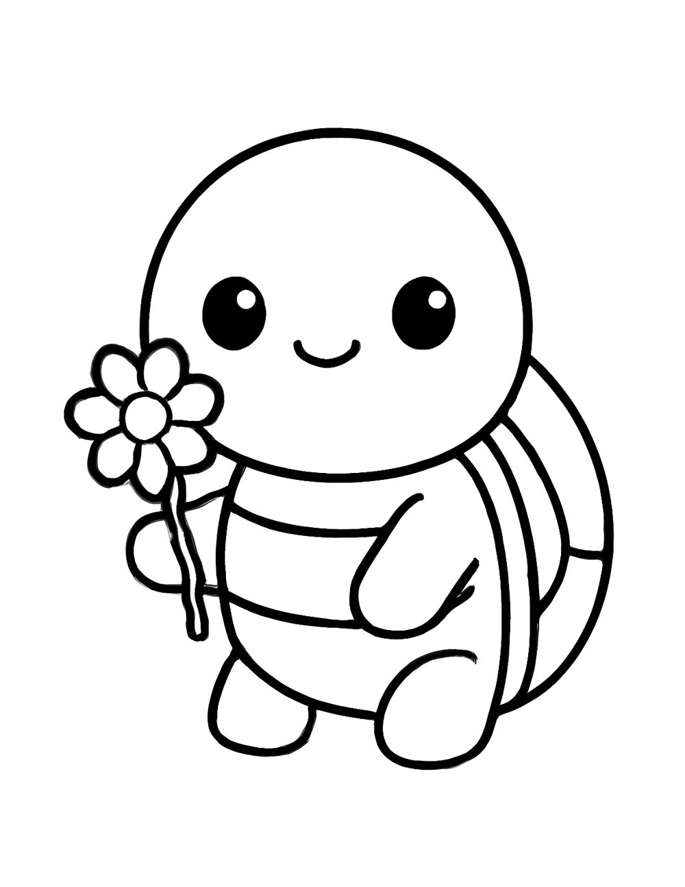 Free printable Reptile coloring page – baby tortoise flower