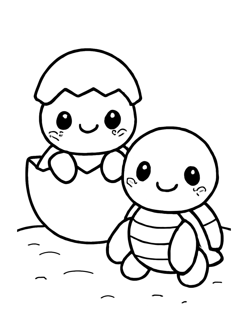 Free printable Reptile coloring page – baby turtles hatching