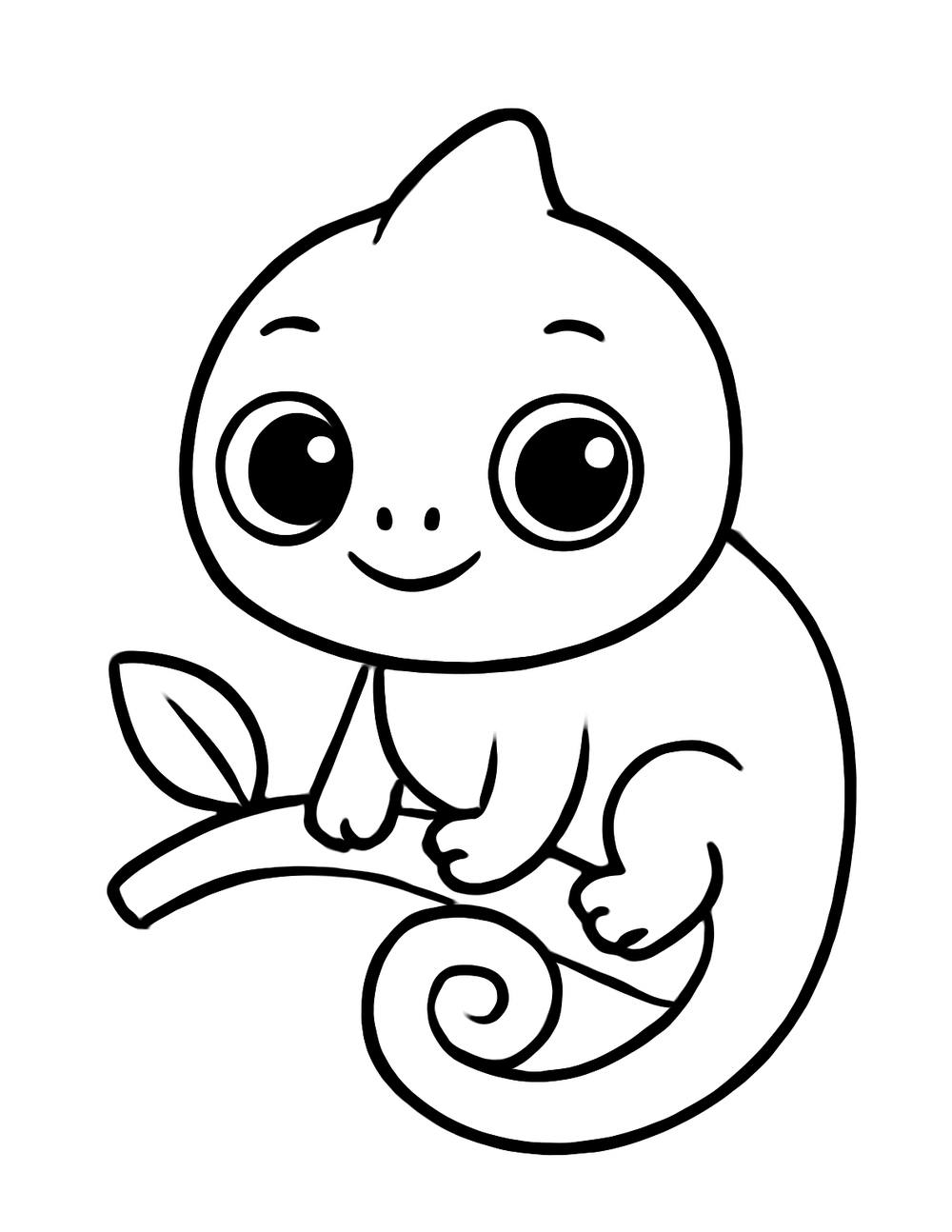 Free printable Reptile coloring page – chameleon on branch