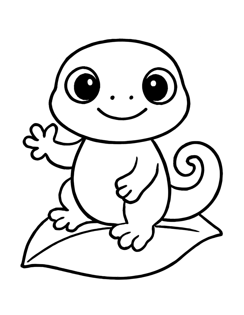 Free printable Reptile coloring page – cute gecko waving