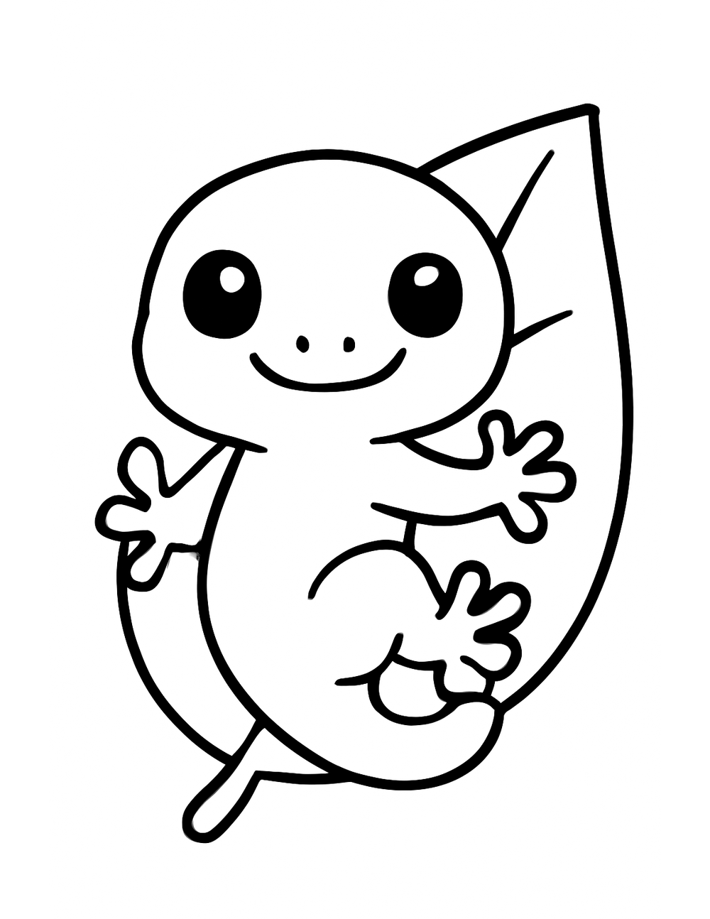 Free printable Reptile coloring page – gecko on leaf