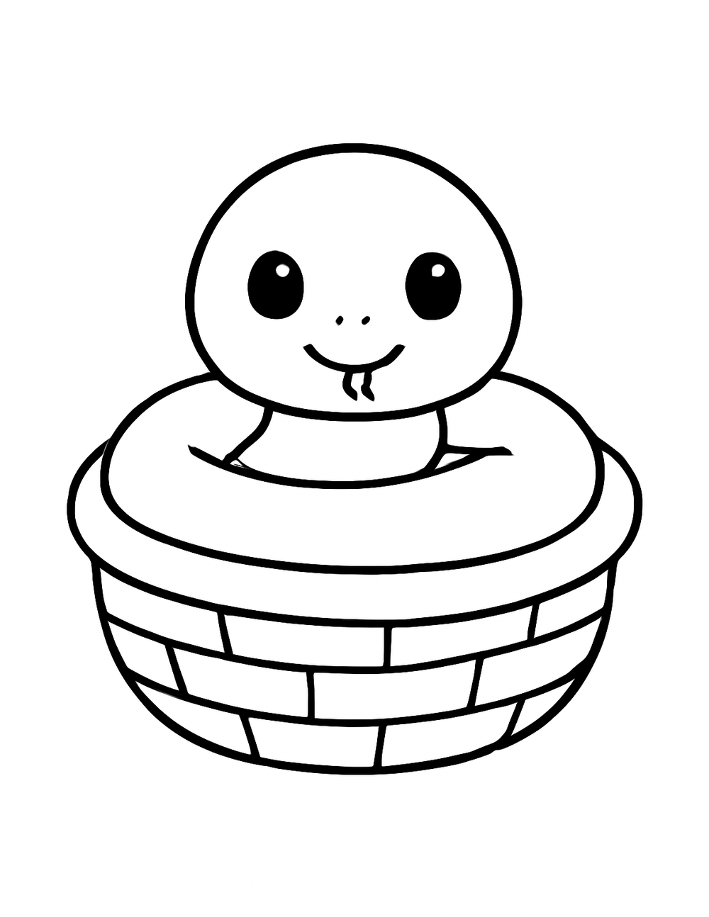 Free printable Reptile coloring page – snake in basket
