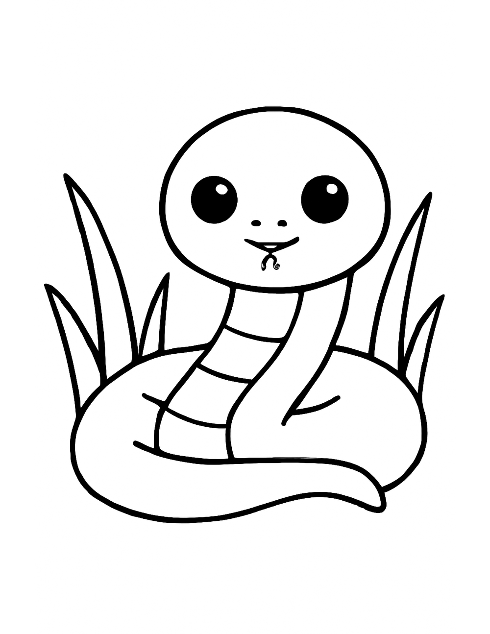 Free printable Reptile coloring page – snake in grass