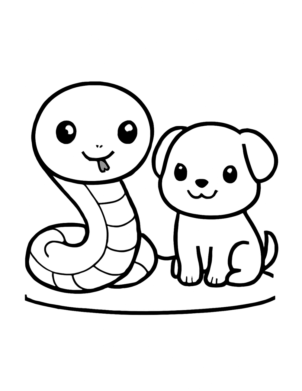 Free printable Reptile coloring page – snake with pup