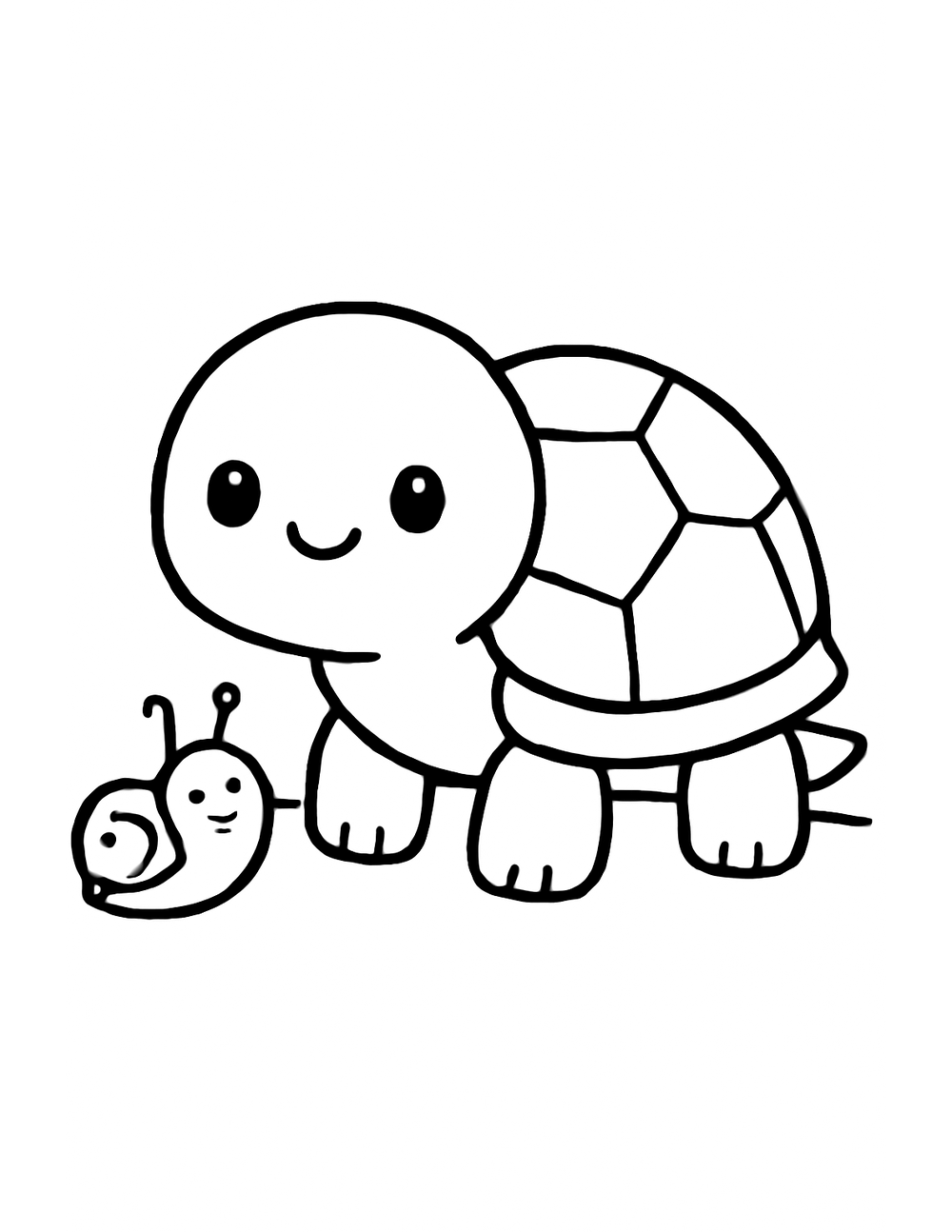 Free printable Reptile coloring page – tortoise and snail