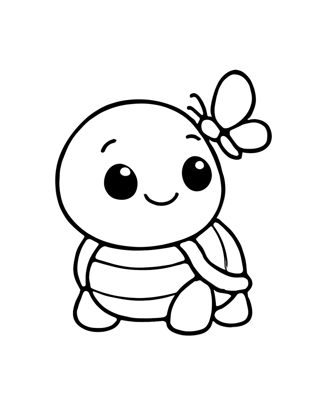 Free printable Reptile coloring page – turtle with butterfly