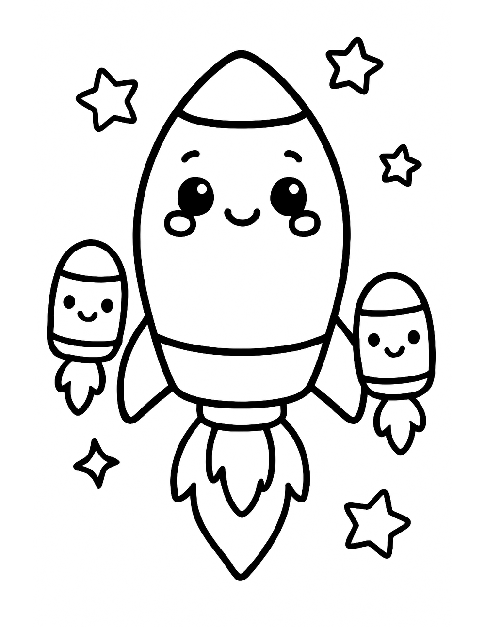 Free printable Rocket coloring page – boosters separating