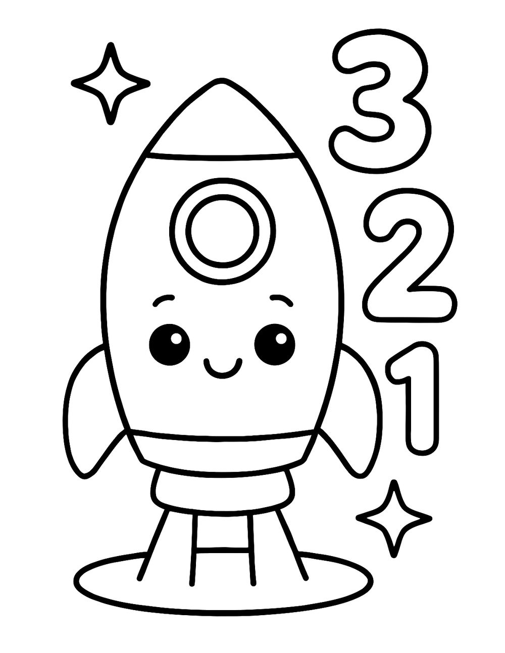 Free printable Rocket coloring page – countdown rocket clock