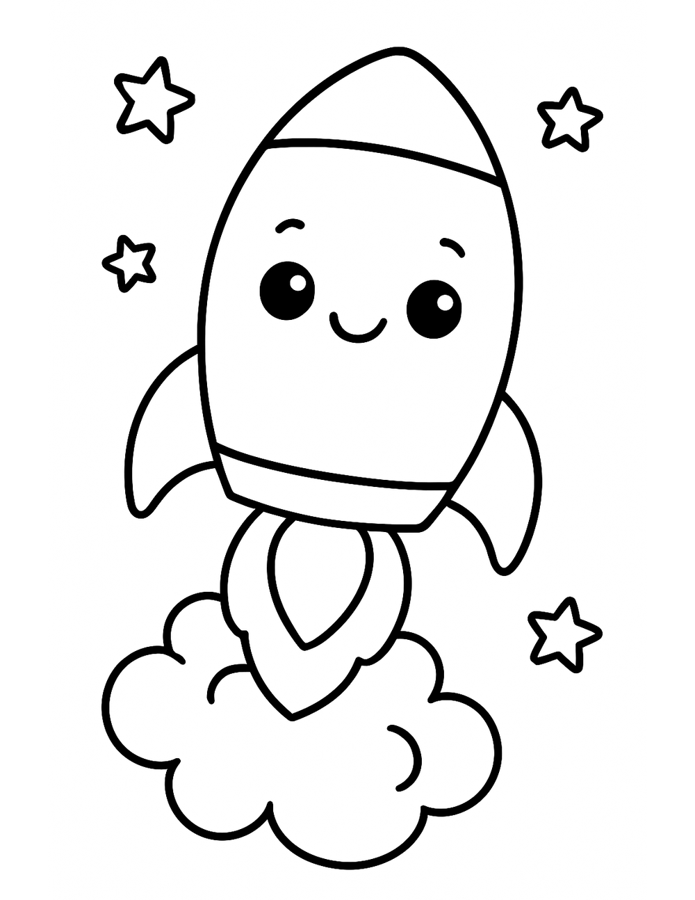 Free printable Rocket coloring page – cute rocket blastoff