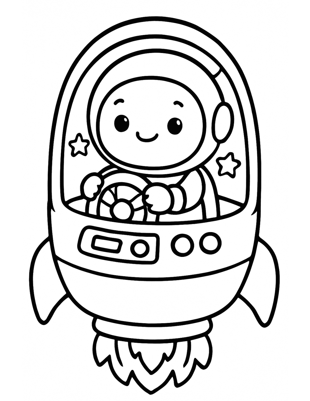 Free printable Rocket coloring page – kid astronaut in