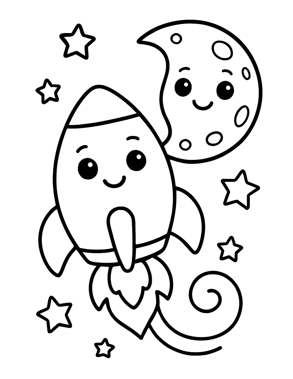 Free printable Rocket coloring page – rocket flying past